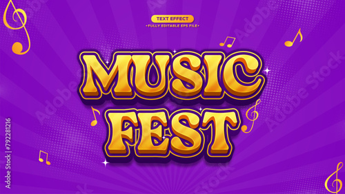Canvas Print Music Fest Vector Banner with Editable Text Effect