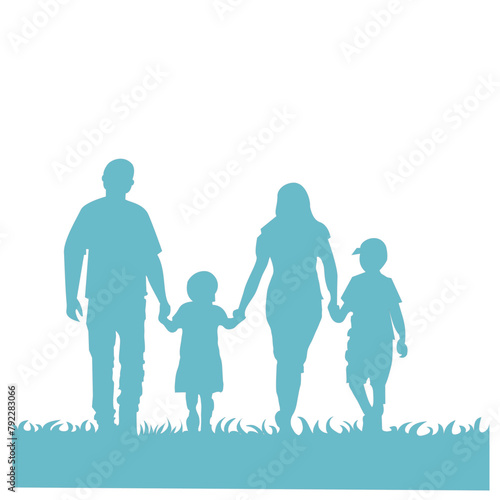Family design over white background  design element illustration of the silhouette of a happy family holding hands. Element design of a happy family that is warm and full of love