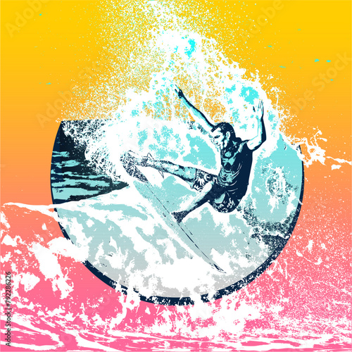surf, ilustracion, olas, silueta, pegatina, surfista, vector	