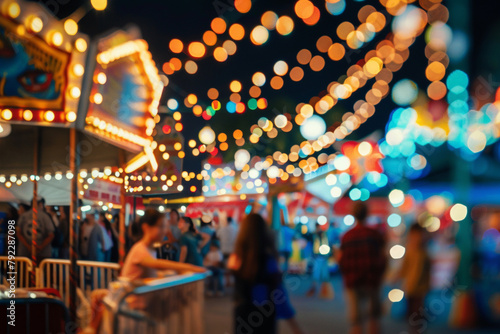 Bokeh lights at a night carnival joyful atmosphere