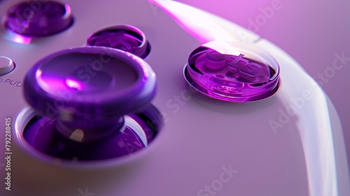 The intricate design of a purple "Options" button catches the light against a clean white canvas, offering customizable features for the gaming experience.