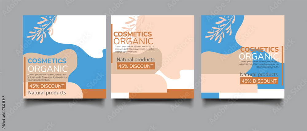 Fototapeta premium Cosmetic social media posts collection