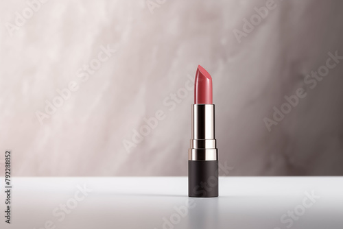 Elegant lipstick tube mockup against a sleek background photo