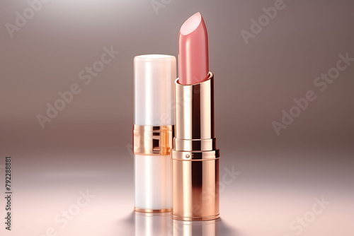 Elegant lipstick tube mockup against a sleek background photo