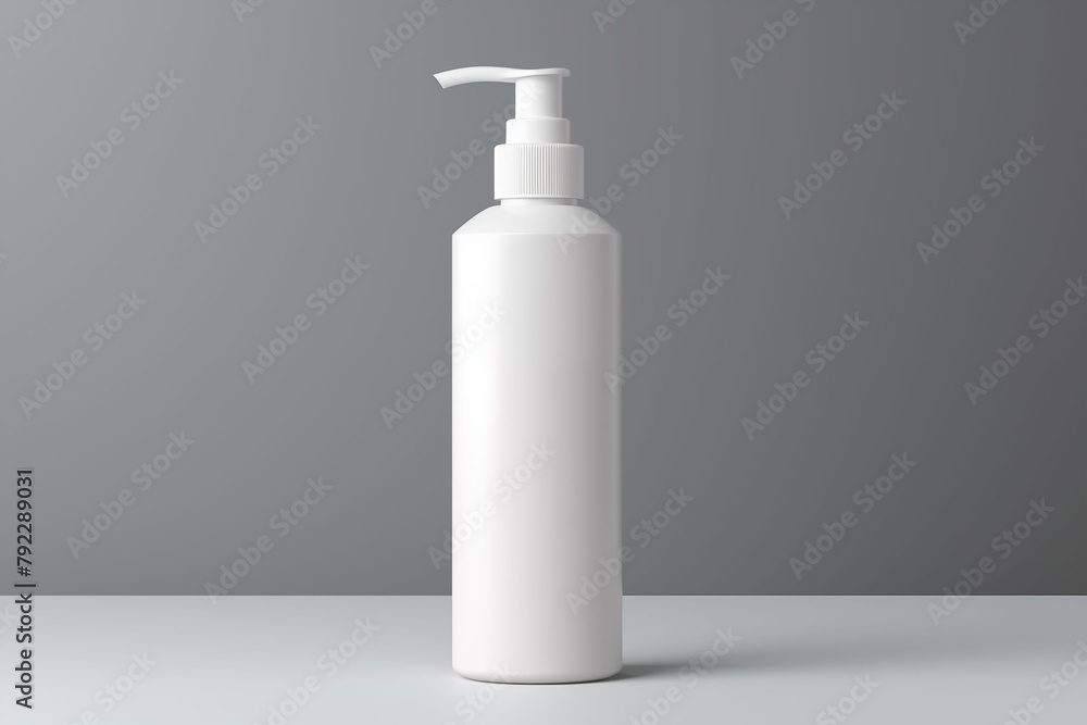 Minimalist facial cleanser pump bottle mockup with a gentle, foaming formula Minimalist facial cleanser pump bottle mockup with a gentle, foaming formula