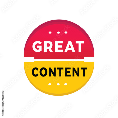 Great content sticker icon modern style. Banner design for business, advertising, promotion. Vector label design.

