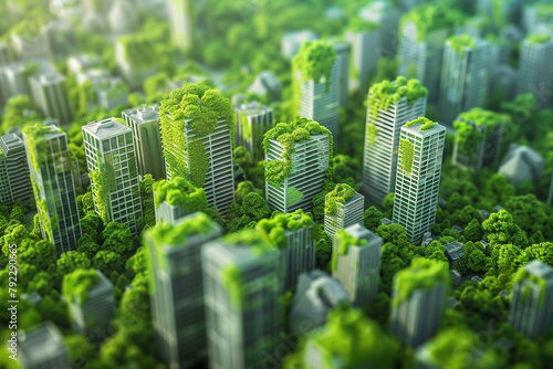 Carbon neutral cityscape green energy and clean air 