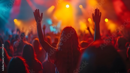 People expressing devotion at a Christian gathering. Concept Christian Gathering, Devotion, Faith, Spirituality, Worship photo