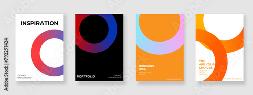 Abstract gradient background vector set. Minimalist style cover template with vibrant perspective 3d geometric prism shapes collection. Ideal design for cover, poster, banner, flyer, brochure.