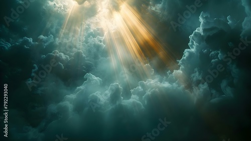 An Enchanting Scene with Divine Light Beams, Fog, and Dynamic Textures. Concept Enchanting Scene, Divine Light Beams, Fog, Dynamic Textures
