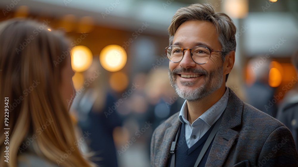 Smiling and confident male business executive - close-up shot - blurred background Smiling and confident male business executive - close-up shot - blurred background
