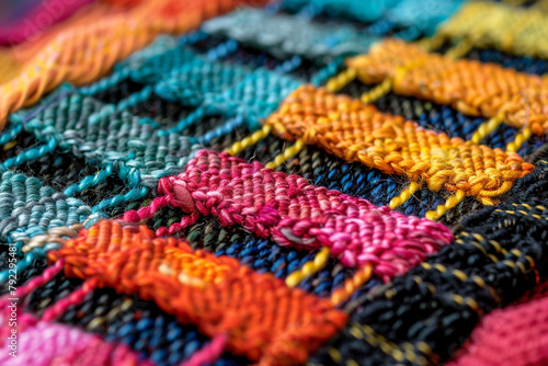 Close up of a colorful hand-woven fabric © Tohamina