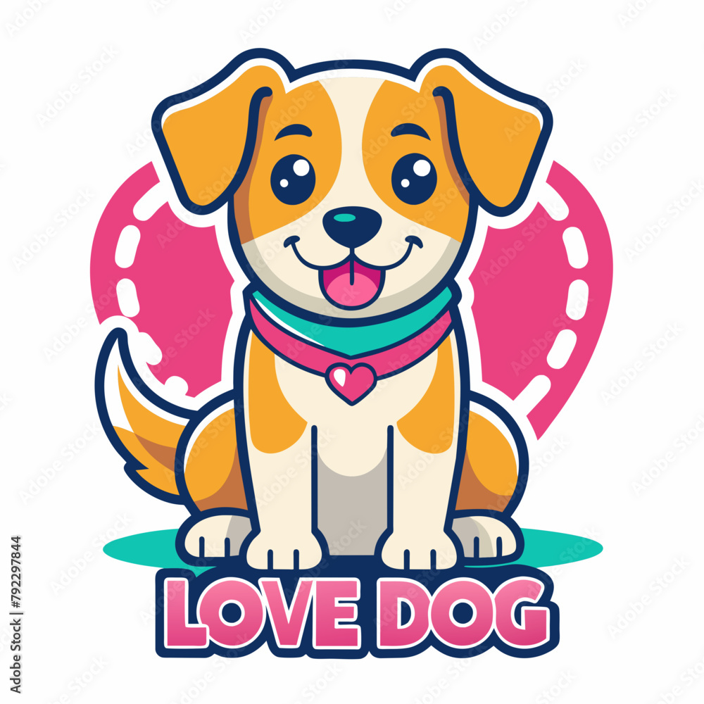 Obraz premium dog with heart t shirt vector illustration, love cat sticker