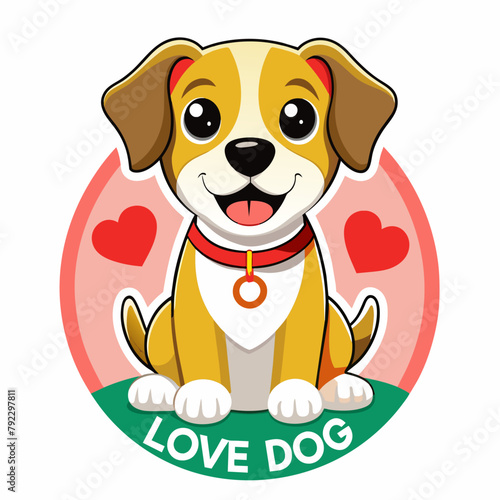 dog with heart t shirt vector illustration, love cat sticker