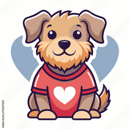 dog with heart t shirt vector illustration, love cat sticker