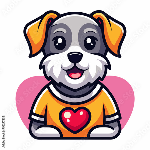dog with heart t shirt vector illustration, love cat sticker
