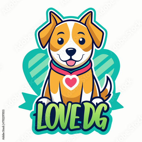 dog with heart t shirt vector illustration, love cat sticker
