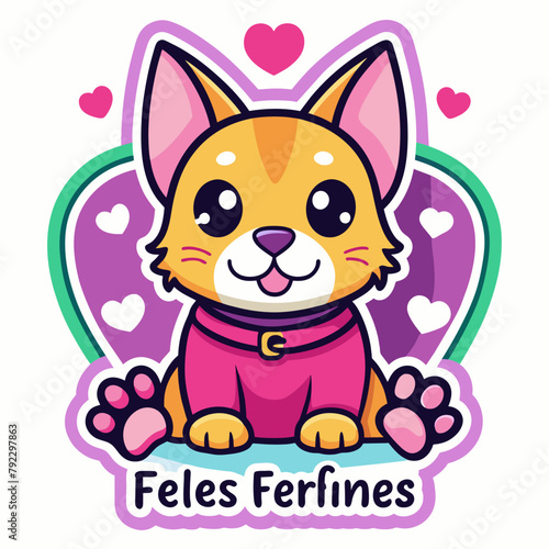 dog with heart t shirt vector illustration, love cat sticker