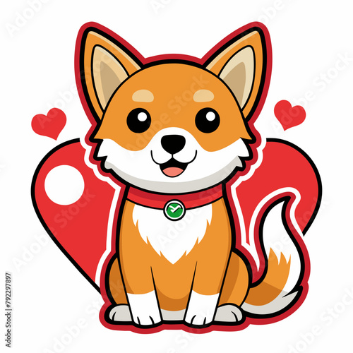 dog with heart t shirt vector illustration, love cat sticker