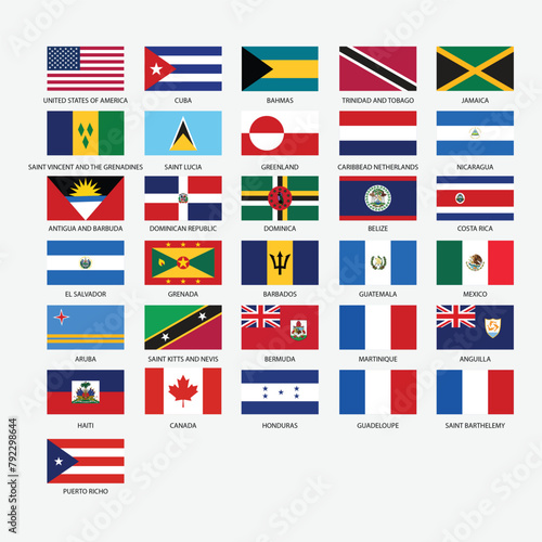 North America all country flags vector photo