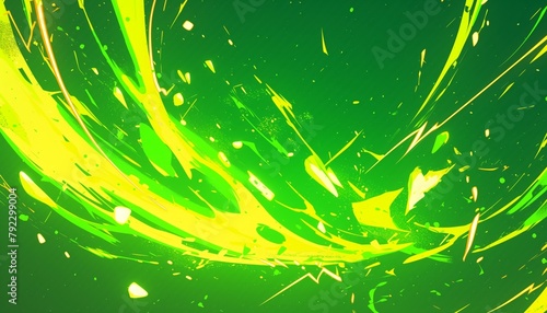 abstract lightning background in neon green and vivid orange