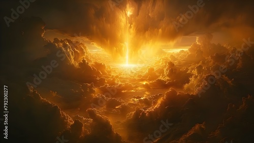 The Day of Judgment: Divine Light Ascends as Earth Trembles. Concept Apocalypse, Divine Intervention, End Times, Divine Justice, Afterlife