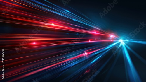 Abstract background with red and blue light beams speed. digital technology concept.