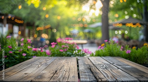 An outdoor restaurant scene, elegantly modern and infused with the coziness of green plants, AI Generative