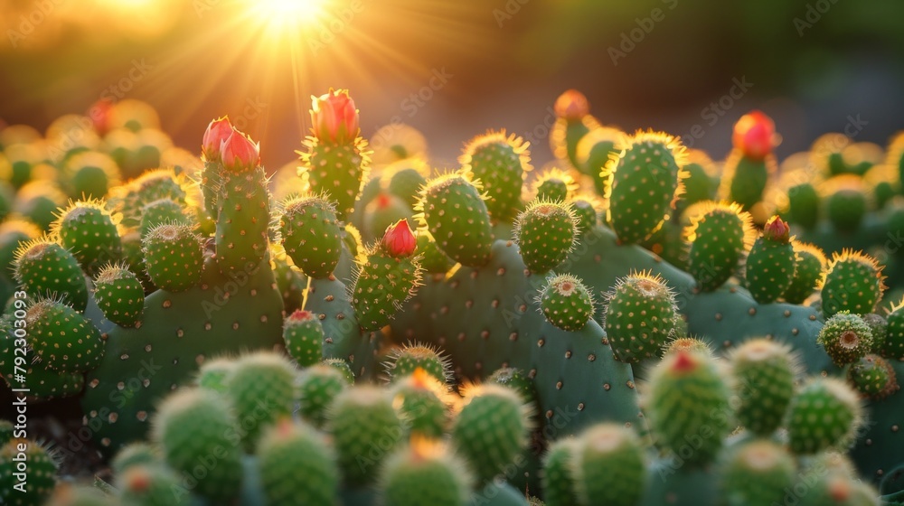 Green tower of life, glowing cactus in the sunlight, rich detail and vitality, AI Generative Green tower of life, glowing cactus in the sunlight, rich detail and vitality, AI Generative