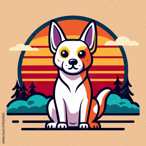 dog on the beach t shirt vector illustration