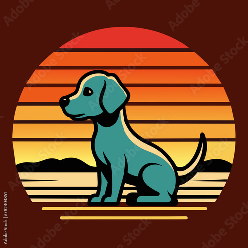 dog on the beach t shirt vector illustration