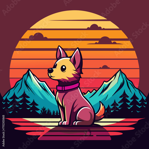 dog on the beach t shirt vector illustration