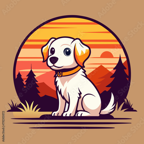 dog on the beach t shirt vector illustration