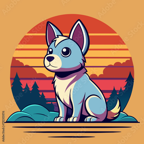 dog on the beach t shirt vector illustration