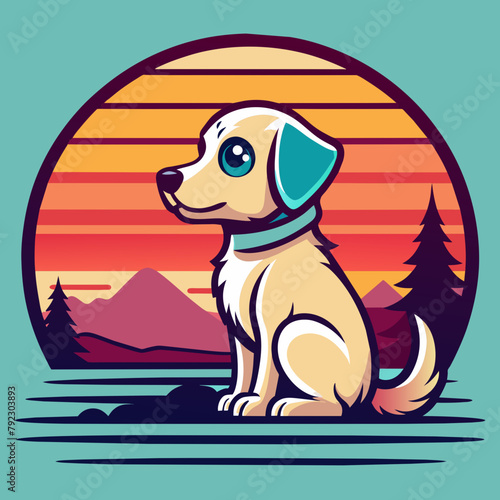 dog on the beach t shirt vector illustration