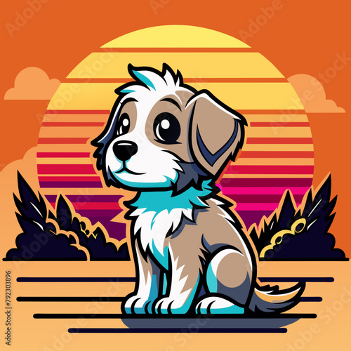 dog on the beach t shirt vector illustration