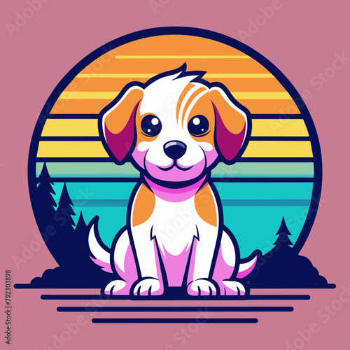 dog on the beach t shirt vector illustration