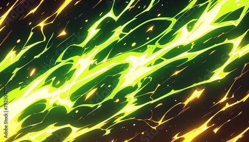 abstract lightning background in neon green and vivid orange