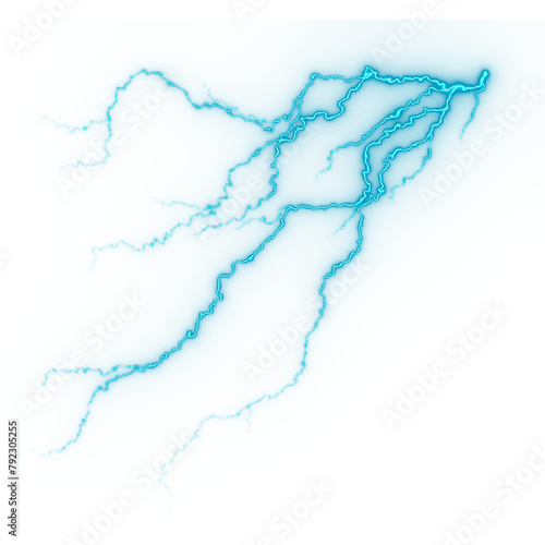 Sideways Blue: Thunder Electrifying Lightning Strike in Azure Hue