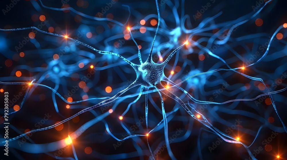 Hologram view of a human brain with glowing, abstract, digital neural connections. Hologram view of a human brain with glowing, abstract, digital neural connections.