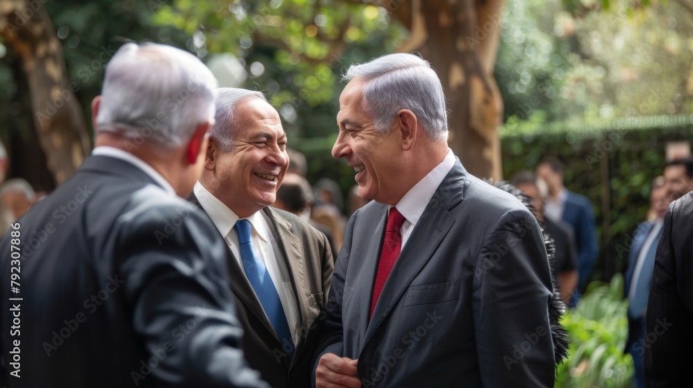 Behind the scenes two diplomats are seen laughing and patting each other on the back as they share a lighthearted moment showcasing the genuine camaraderie between them. . Behind the scenes two diplomats are seen laughing and patting each other on the back as they share a lighthearted moment showcasing the genuine camaraderie between them. .