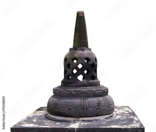 miniature temple stupa on a white background