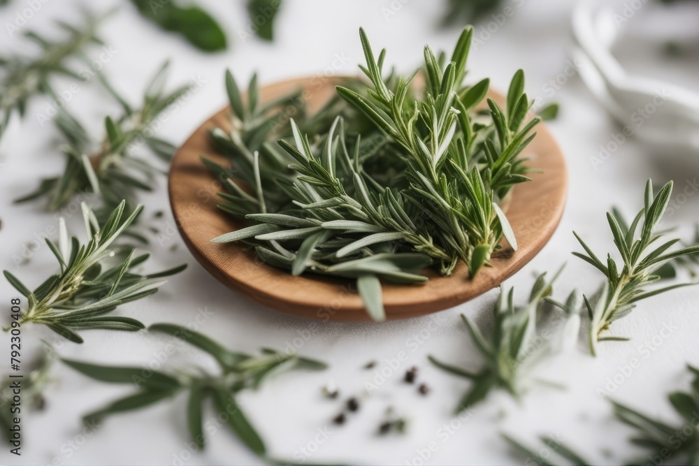 'mint sage rosemary thyme aromatherapy white background herb herbal plant fresh green ingredient aroma garden collection medicals aromatic seasoning cooking natural healthy nature oil organic'