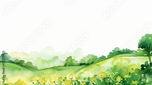 green hill watercolor