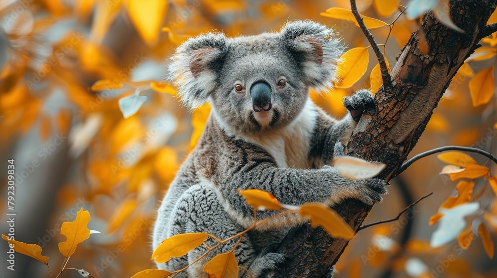 Obraz premium Leafy Banquet: Koala Bear Serenity in 4K Resolution