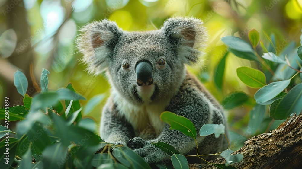 Obraz premium Leafy Banquet: Koala Bear Serenity in 4K Resolution