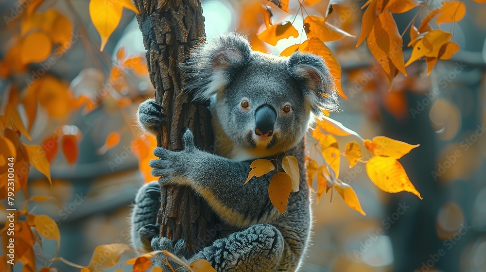Obraz premium Arboreal Serenity: Koala Bear Dining in 4K Brilliance