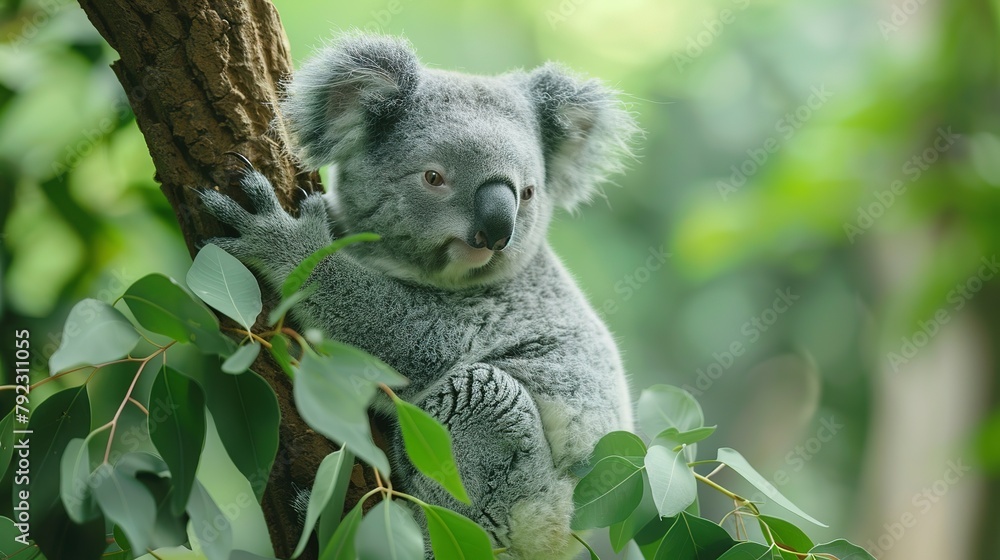 Naklejka premium Branch Retreat: Koala Bear Indulgence - 4K Wallpaper