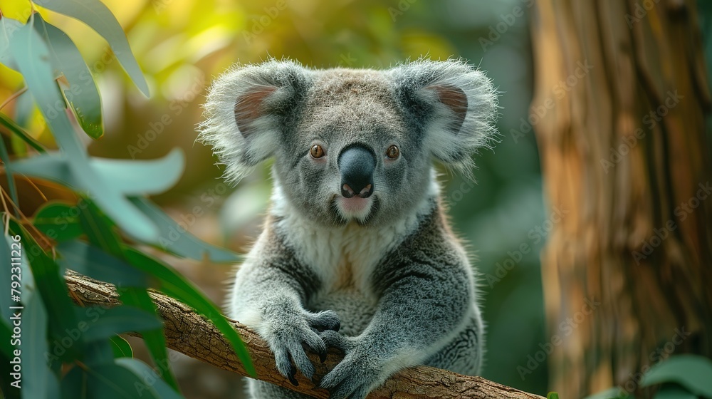Fototapeta premium Canopy Comfort: Koala Bear Feasting - 4K Delight