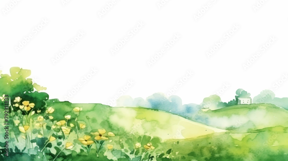 Fototapeta premium green hill watercolor